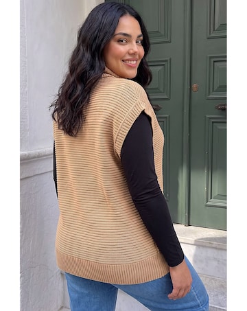 Roman Curve High Neck Tabard Knit Top