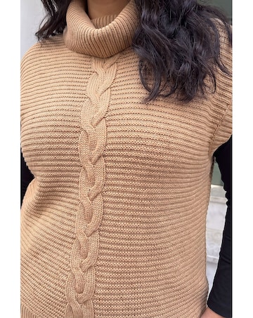 Roman Curve High Neck Tabard Knit Top