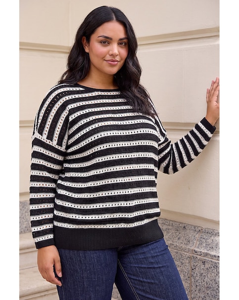 Roman Curve Crochet Stripe Knit