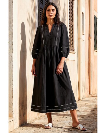 Roman Ric Rac Collared Midi Dress
