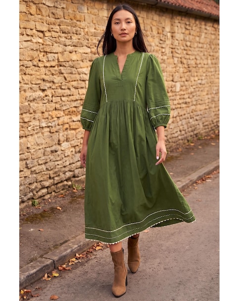 Roman Ric Rac Collared Midi Dress