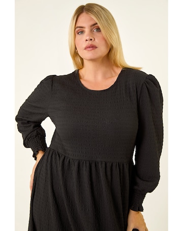 Roman Curve Gathered Stretch Midi Dress