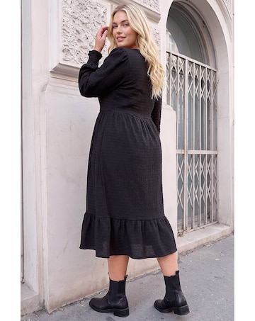 Roman Curve Gathered Stretch Midi Dress