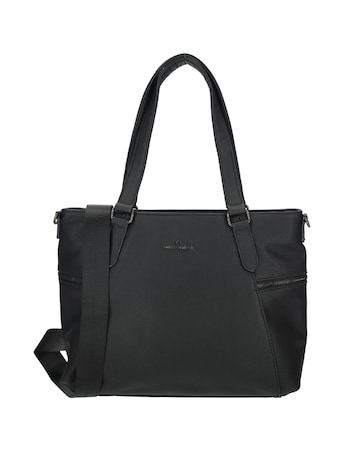 Roxy Two Handle Vegan Leather Shoulder Bag with Nylon Strap