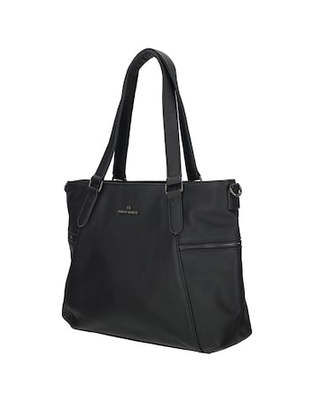 Roxy Two Handle Vegan Leather Shoulder Bag with Nylon Strap