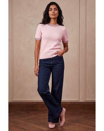 Roman Embellish Trim Knitted Top