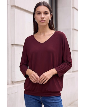 Roman Bubble Hem V-Neck Top