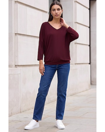 Roman Bubble Hem V-Neck Top