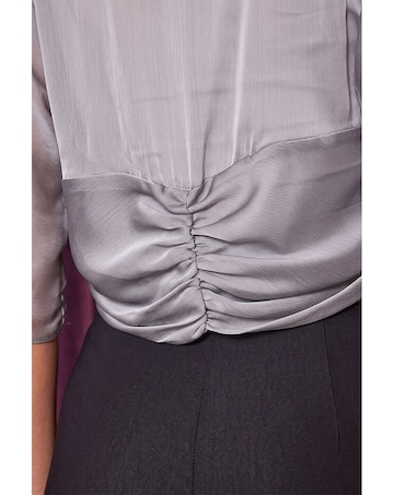 Roman 3/4 Sleeve Ruched Chiffon Bolero
