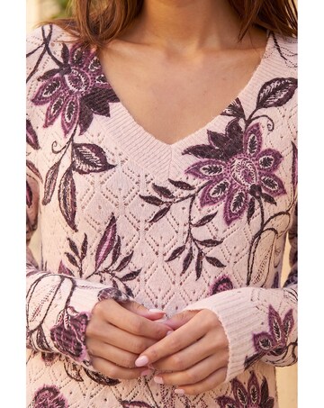 Roman V-Neck Floral Print Jumper