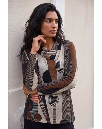 Roman Abstract Print Snit Top