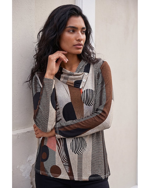 Roman Abstract Print Snit Top