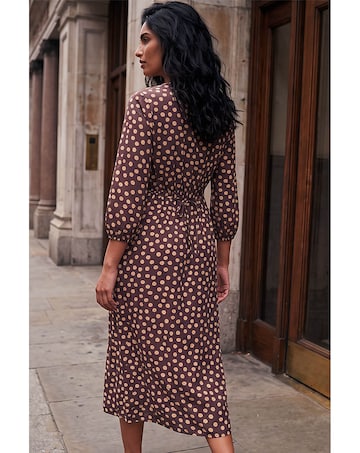 Roman Frill Polka Dot Midi Dress
