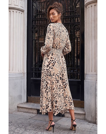 Roman Animal Print Twist Front Dress