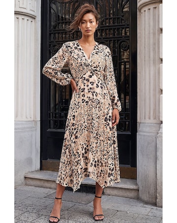 Roman Animal Print Twist Front Dress