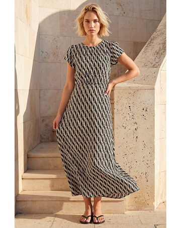 Roman Abstract Geo Print Midi Dress