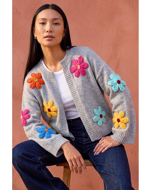 Roman Multi Floral Knit Cardigan
