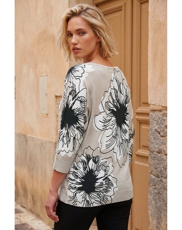 Roman Embellished Floral V-Neck Jumper