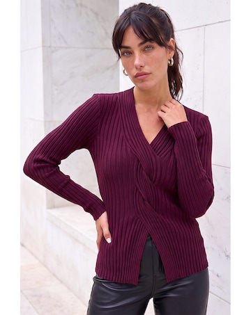 Roman Cable Rib Knit Jumper