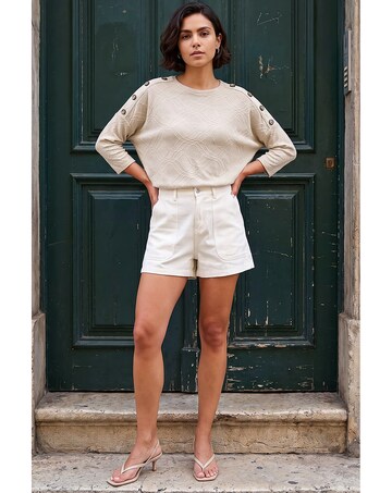 Roman Button Detail Top