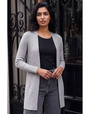 Roman Longline Stretch Ribbed Cardigan