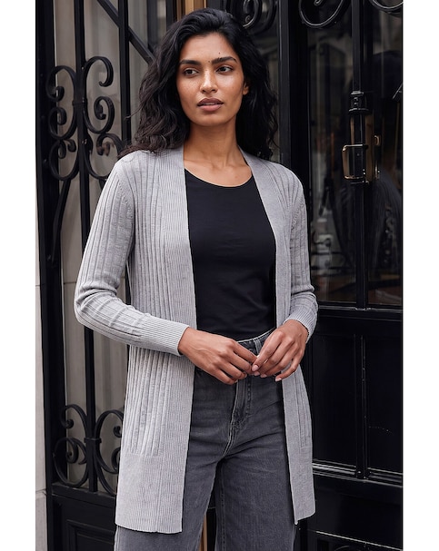 Roman Longline Stretch Ribbed Cardigan