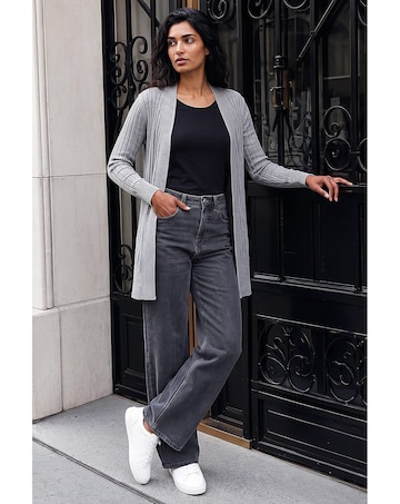 Roman Longline Stretch Ribbed Cardigan