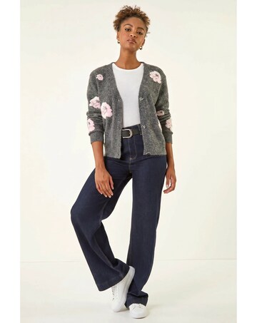 Roman Embossed Floral Knit Cardigan