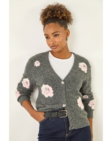 Roman Embossed Floral Knit Cardigan