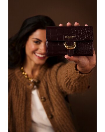 Luella Grey Letitia Black Cherry Croc Medium Purse