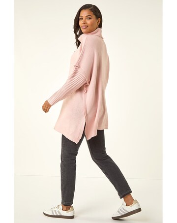 Roman Cable Knit Roll Neck Poncho Jumper
