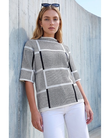 Roman Check Short Sleeve Jumper