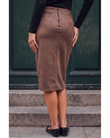 Roman Faux Suede Ruched Side Skirt