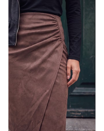 Roman Faux Suede Ruched Side Skirt