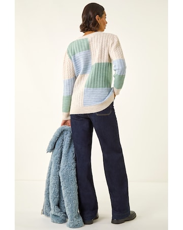 Roman Colour Block Cable Knit Jumper
