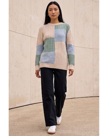 Roman Colour Block Cable Knit Jumper