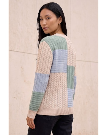 Roman Colour Block Cable Knit Jumper