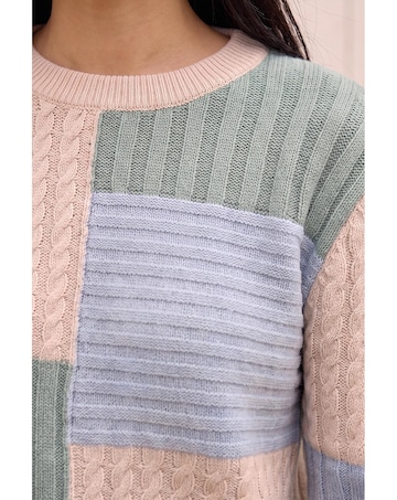 Roman Colour Block Cable Knit Jumper