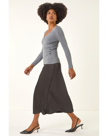 Roman Wrap Button Detail Knit Jumper