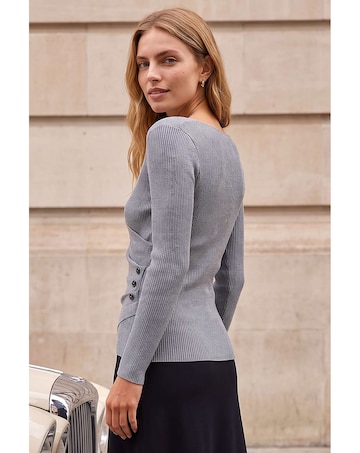 Roman Wrap Button Detail Knit Jumper
