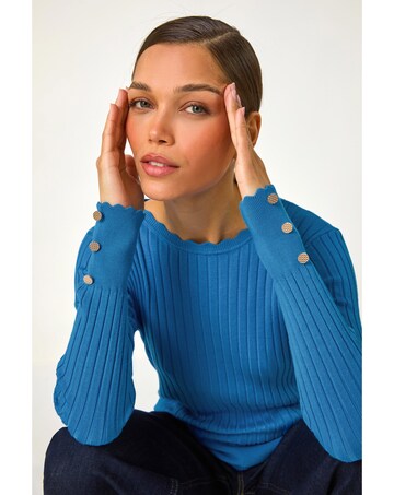 Roman Button Ribbed Longline Jumper