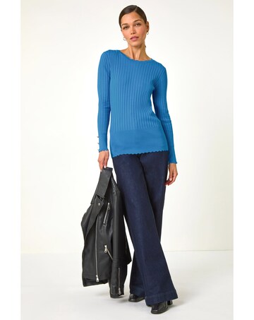 Roman Button Ribbed Longline Jumper