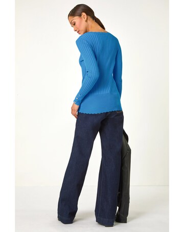 Roman Button Ribbed Longline Jumper