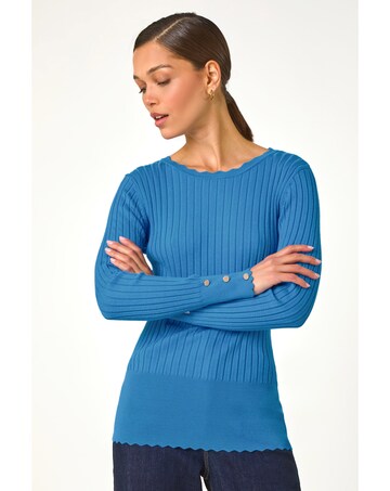 Roman Button Ribbed Longline Jumper