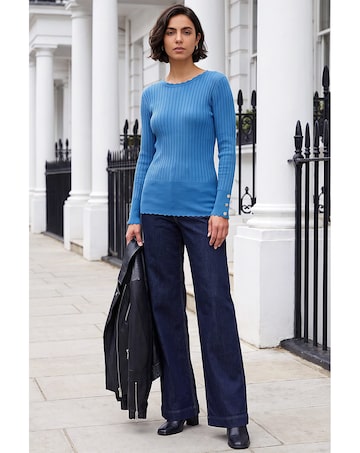 Roman Button Ribbed Longline Jumper