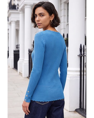 Roman Button Ribbed Longline Jumper