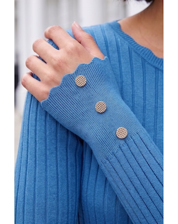 Roman Button Ribbed Longline Jumper