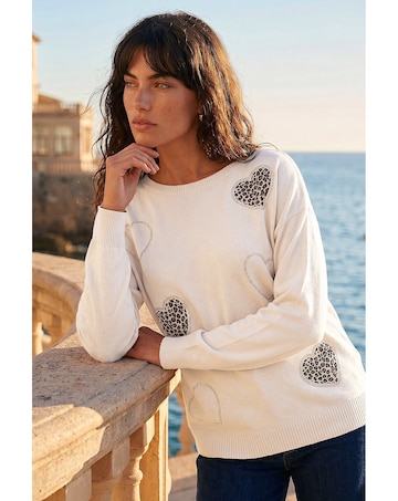 Roman Animal Heart Print Knit Jumper