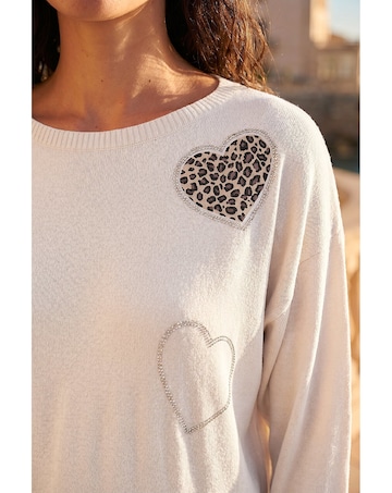 Roman Animal Heart Print Knit Jumper
