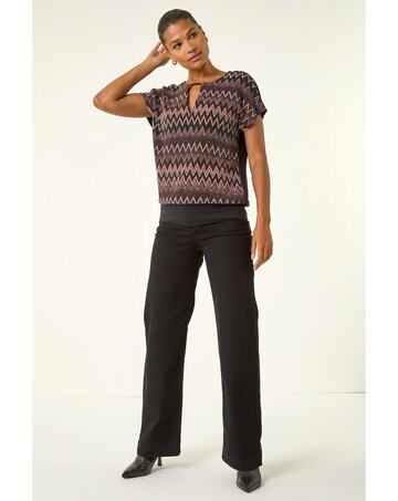 Roman Zig Zag Print Bubble Hem Top